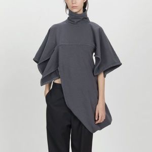 JW Anderson Graphite Asymmetric High Collar Top
